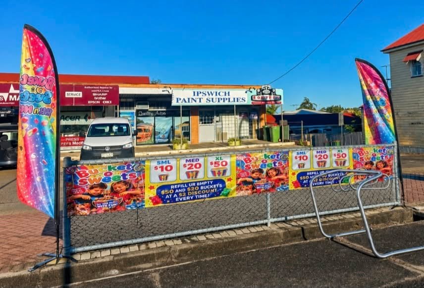 Feather Flags — custom printing by Vivid Kustom Designs, Ipswich
